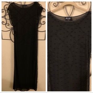 Black Sheer Beaded long dress by Nasty Gal